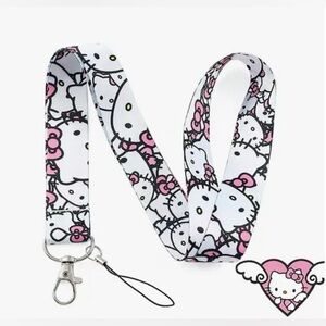 Hello Kitty Pink and White  landyard with Lobster Clasp, Strap for Keys NEW
